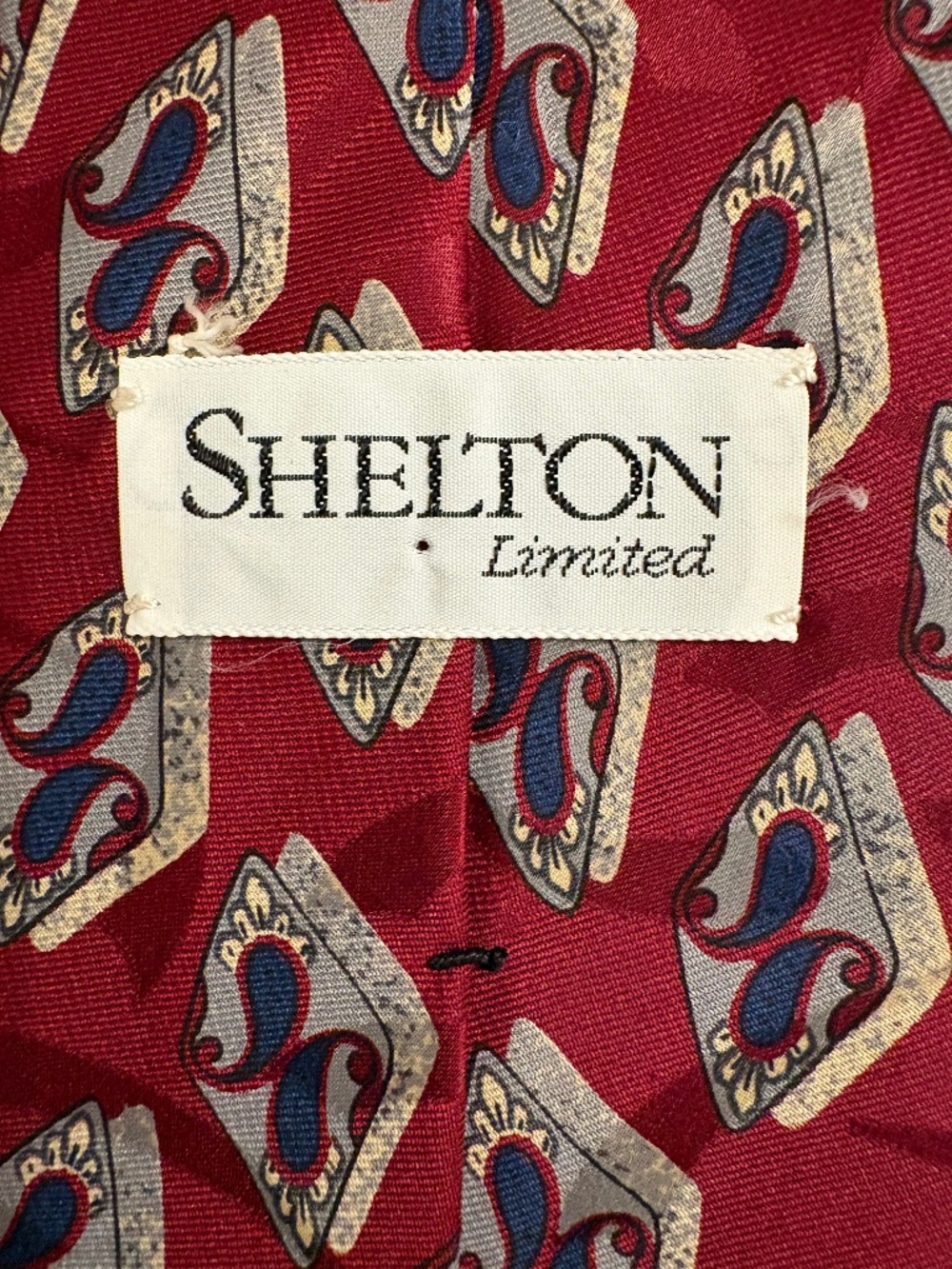 Vintage Shelton Limited Silk Necktie - Retro Geometric Diamond Abstract